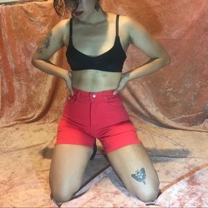 Red hot vintage denim shorts